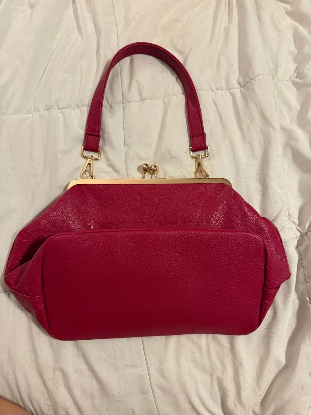 Pink Monogram Frame Top-Handle Bag